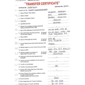 Transfer Certificate - Bright Campus & Bright International School