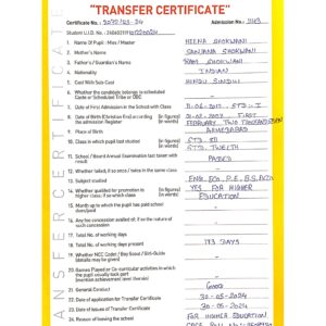 Transfer Certificate - Bright Campus & Bright International School