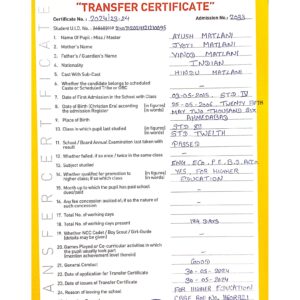 Transfer Certificate - Bright Campus & Bright International School