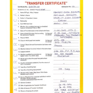 Transfer Certificate - Bright Campus & Bright International School