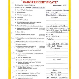 Transfer Certificate - Bright Campus & Bright International School