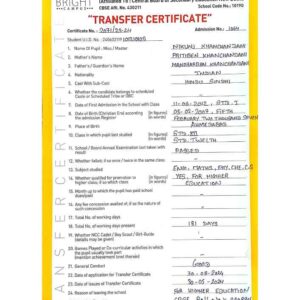 Transfer Certificate - Bright Campus & Bright International School