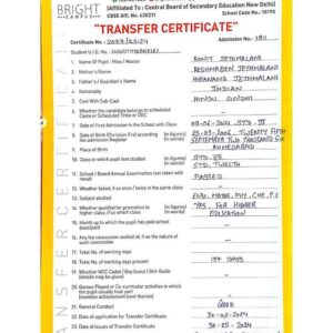 Transfer Certificate - Bright Campus & Bright International School