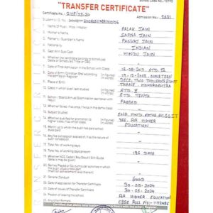 Transfer Certificate - Bright Campus & Bright International School