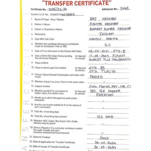 Transfer Certificate - Bright Campus & Bright International School